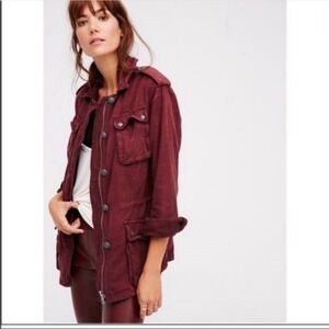 Free People Not Your Brothers Surplus Utility Jacket Purple Field Cargo Small